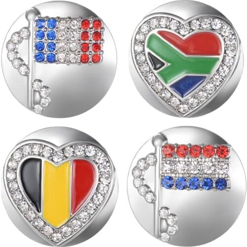 7 Countrys National Flag Ginger Snap button Charms Fit 18mm Snap Jewelry Vn-2016