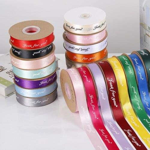 50 Yards 25mm Just For You Printed Satin Ribbon Bow Handmade Gift Wrapping Party Decoration Ribbons Tape 19 Colors