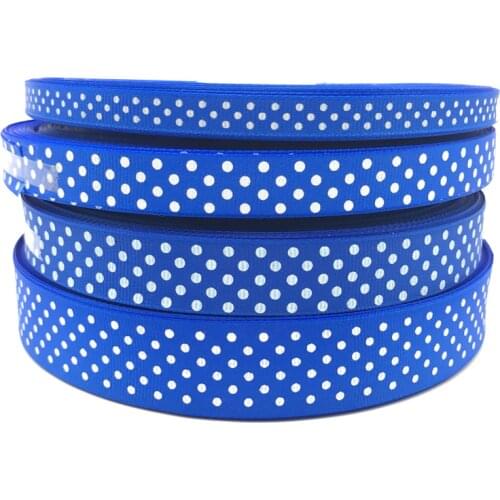 10mm 15mm 20mm 25mm Grosgrain Ribbon Blue Printing Polka Dot Hair Bow Party Christmas Wedding Decoration DIY Gift Wrapping