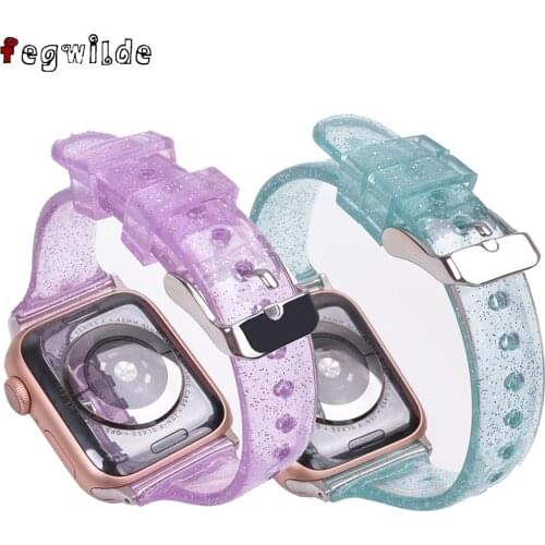 For apple watch band 5 40mm 44mm for women kids Shiny slim bracelet for iwatch strap 38mm 42mm Glitter watchband series 5 4 3 2