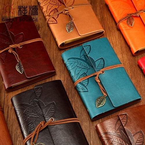 A6/A7 Notebook Vintage Journal Kraft Grid Notepad Leather Cover Blank Dots Planner 2021Bullet Journal Cute School Notebooks