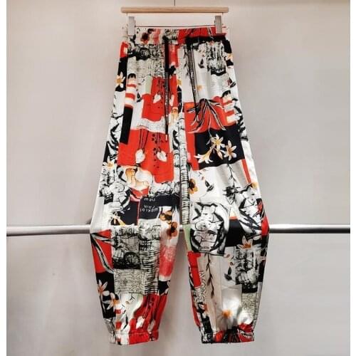 Aesthetic Vintage Boho Floral Women Bottoms Pants Fashion Loose Streetwear High Waisted Harem Pant Joggers Mujer 2021 Autumn New