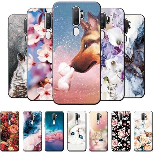 For OPPO A5 2020 Case A5 2020 Cute Dog Flowers Back Cover Coque Protective Case For OPPO A5 2020 6.5 inch TPU Silicone Cover