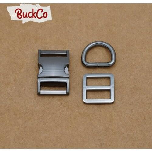 20mm Gun Black(metal buckle+Tri-Glid+D ring/set)for DIY handmade bags belts dog collar webbing sewing premium accessory