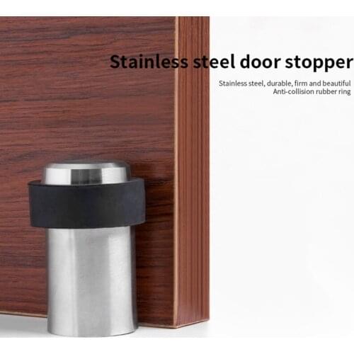Door Stopper Stainless Steel Cylindrical Floor Door Stop For Home Office Protect Walls And Furniture Protective Home Door Stoppe