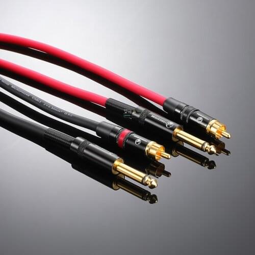 1Pcs neutrik RCA cable conversion 6.35 plug in-line disc player mixer DVD audio and video 6.5 fever audio line AV