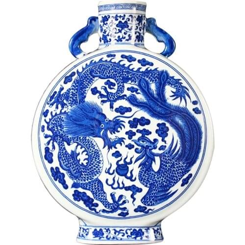 Jingdezhen Ceramic Vase Dragon and Phoenix Ornaments Classical Living Room Decoration Of Ming and Qing Dynasties