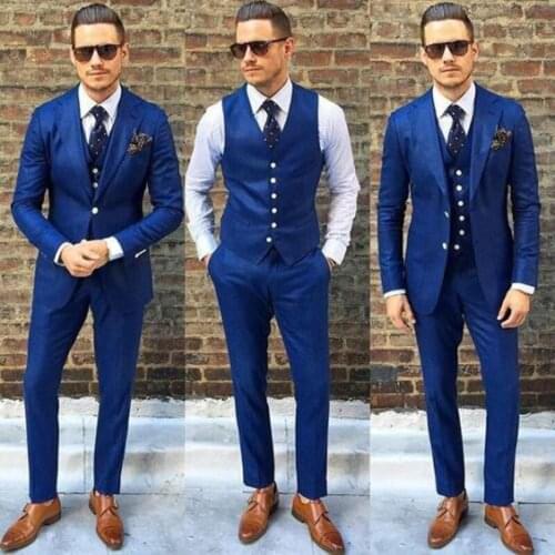 Handsome Groomsmen Wool blend Groom Tuxedos Mens Wedding Dress Man Jacket Blazer Prom Dinner (Jacket+Pants+Tie+Vest) A125