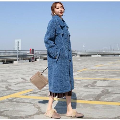 Women Artificial Sheep Shearling Coats Faux Lambswool Jacket Female Winter Casual Long Sleeve Overcoat Thicken Warm Outwear