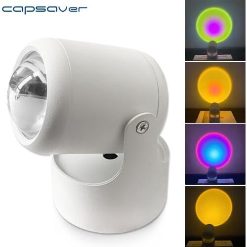 Capsaver Sunset Lamp Projection Video Lamp USB Atmosphere Light Desktop Photography Lights for Picture Video Youtube Live Room