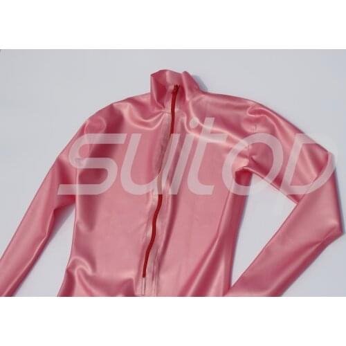 Latex metallic pink catsuit rubber zentai High Quanlity level Teddies & bodysuits