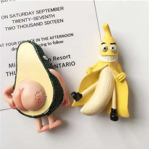 Fridge magnet avocado banana funny fruit kids like cartoon decoration magnetic sticker creative paste resion stereo gift kitchen