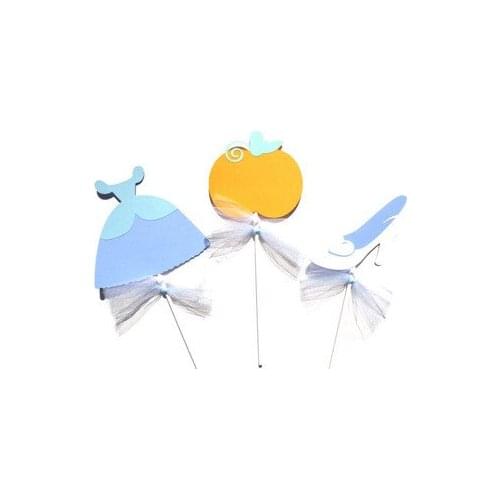 Lovely Cinderella Princess Cupcake Toppers with ribbons wedding girls birthday bridal baby shower Party food picks Decorations