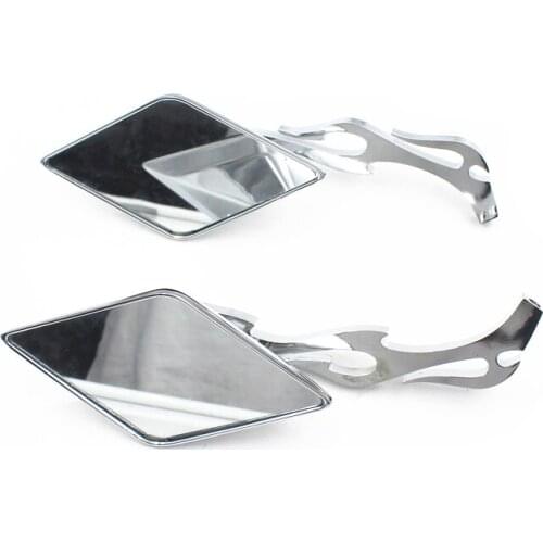 Motorcycle Chrome Flame Diamond Rearview Mirrors For Harley Choppers Cruiser Sport Bikes Street Bikes
