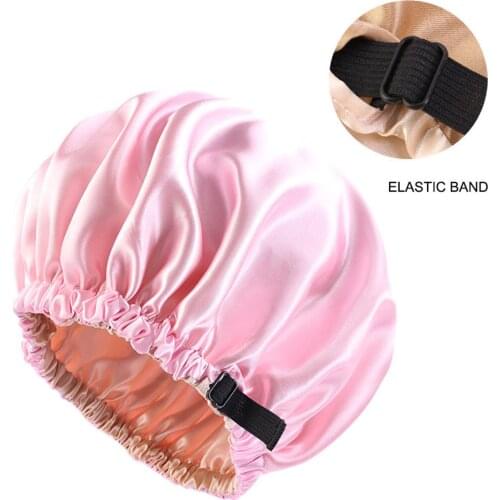 New Satin Hair Cap For Sleeping Invisible Flat Imitation Silk Haircare Women Headwear Ceremony Adjusting Button Night Hat#p4