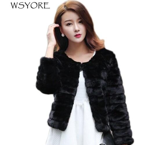 WSYORE Fur Coat New Autumn and Winter Faux Rabbit Fur Jackets Casual O-neck Long Sleeve Short Fur Jaccket NS206