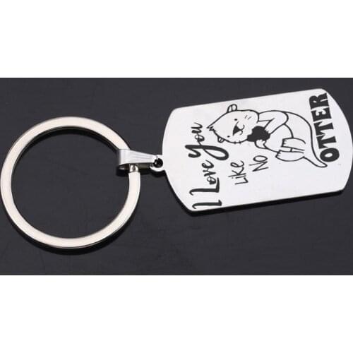 New Keychain Fashion Carved Bear I Love You Otter Key Car Key Label Key Jewelry Beautiful Bag Glamour Couple Attending