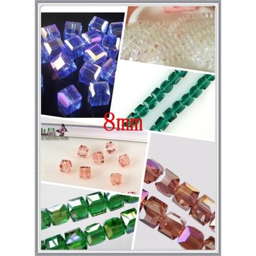 Wholesale 350Pcs 8mm Cube Crystal Glass Beads Square Crystal Loose Spacer Beads For Jewelry Making Bracelet Craft DIY Beads