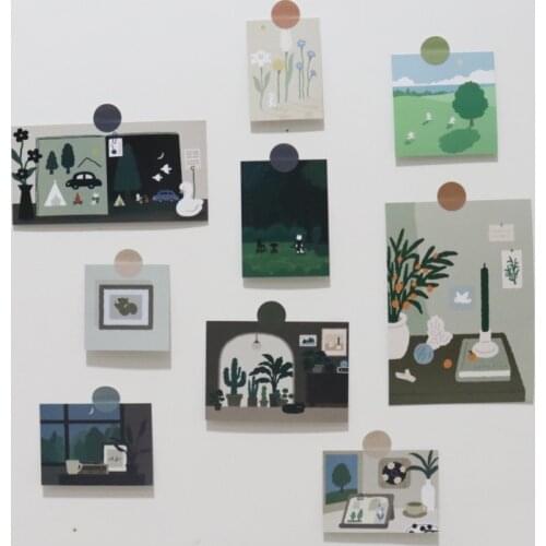 Simple Plant Series Decorative Card Double Sided Pattern Flower Forest Waterproof Postcard Diy Wall Sticker Props Greeting Cards