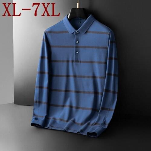 7XL 6XL 5XL New Comfortable 100% Cotton Polo Shirt Men Oversized Loose Mens Polos Shirts Top Quality Fashion Striped Polo Homme