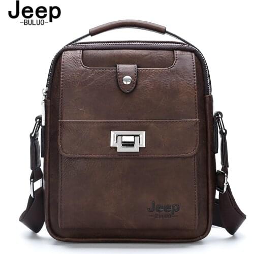 JEEP BULUO Trendy diagonal cross leisure business gift vertical large split leather one-shoulder bag middle-aged man satchel