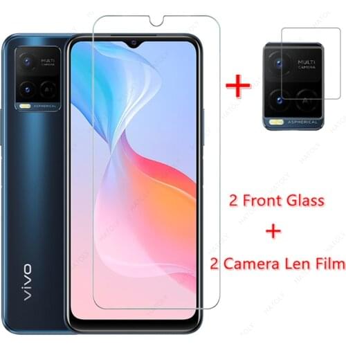 4-in-1 For Glass Vivo Y21 Tempered Glass For Vivo Y21 4G HD Clear Full Glue Phone Screen Protector For Vivo Y21 Glass Film