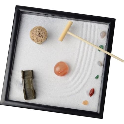 Zen Garden - Tabletop Rock Garden Sandbox Tools Kits - Japanese Desktop Meditation Sand Box Accessories