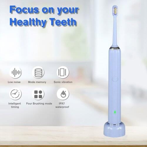 Sonic Electric Toothbrush Waterproof Rechargeable Toothbrush with Timer 4 Modes USB Toothbrush 3 Brush Heads for Adults
