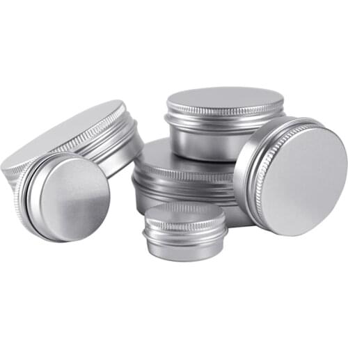 10Pcs 20g 30g 40g 50g Silver Aluminium Tin Jar Empty Candle Jars With Lid Empty Round Metal Box Lip Balm Cosmetic Containers