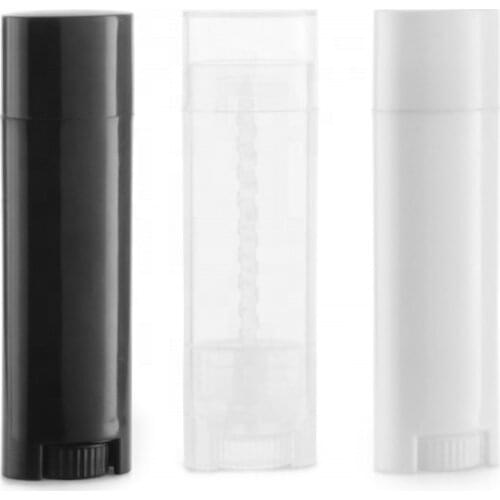 24pcs/lot 5ml 5g White Oval Plastic Empty Oval Lip Balm Tubes Deodorant Containers Clear Lipstick Fashion Lip Tubes