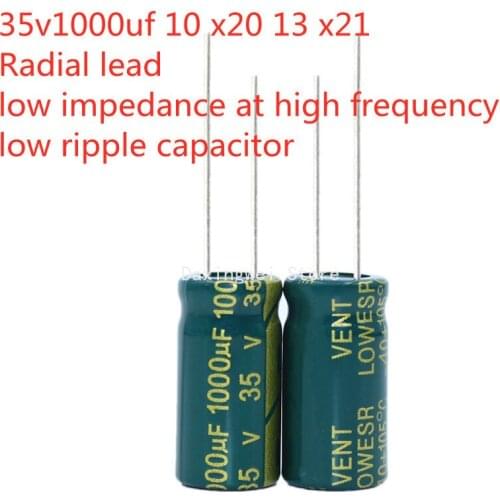30 PCS/Lot 1000uf 35V Low Impedance At High Frequency Low Ripple Capacitor 10 X20 13 X21 Radial Lead