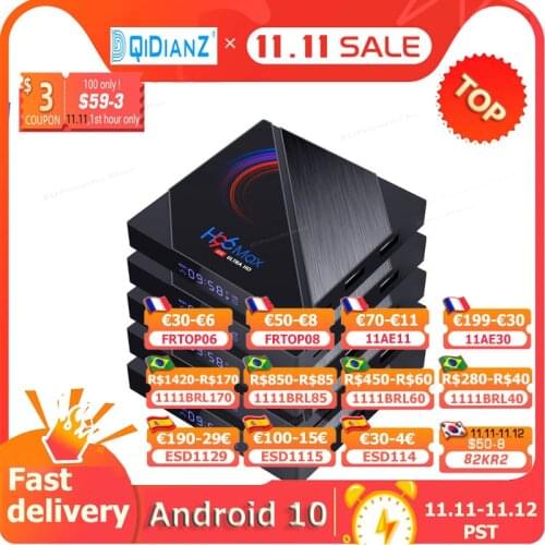 5pcs Smart TV BOX H96MAX Android 10 6K H616 Quad Core Media player Free App Fast Set top BOX X96Air PK HK1MAX H96