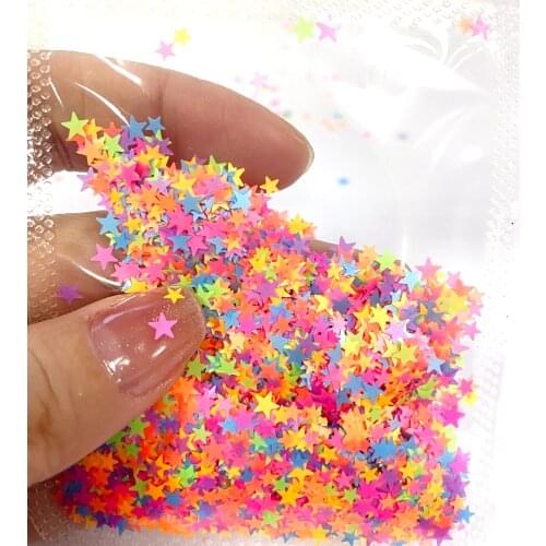 2g Fashion Fluorescence Star Shape Nail Sequins Ul-thin Flakes Mixed Size Manicure Nail Art Decoration DIY Accessoires 2021 new