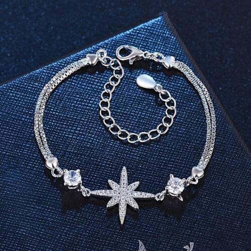 Fashion Star Bracelets Women Long Chain Handwrist Jewelry Accessories Rhinestone Bracelet Female Cross Bracelet bileklik