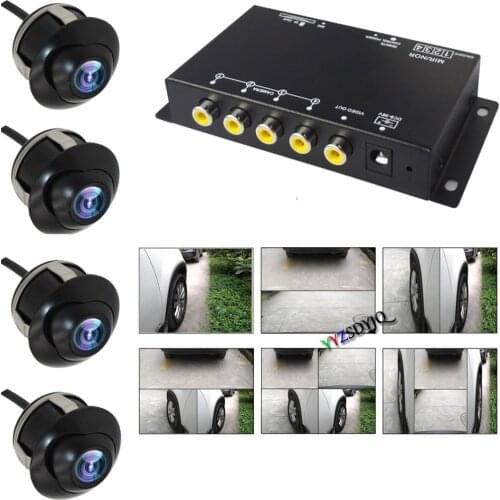 Car Parking Panoramic View Rearview 4 Way Front/Rear/Right/Left View Camera 360° Monitoring VCR Image Split-Screen Control Box