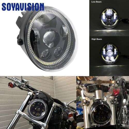 For Harley Vrod Black Headlight Lamp Motorcycle V Rod Led Headlights With Daytime Running Light White Halo Ring