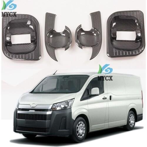 For Toyota HiAce Sixth generation (H300) 2019 2020 Carbon Fiber Style Door Handle Bowl Cover Cup Cavity Trim