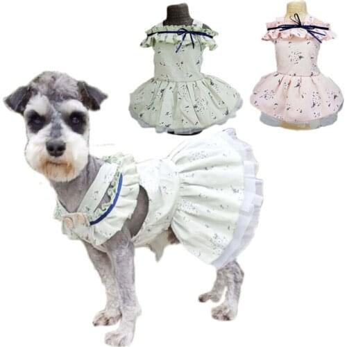 Elegant Dresses For Girls Floral Sling Tutu Dress For Dogs Small Dogs Yorkshire Terrier Spring Summer Pet Clothes Skirt For Dog