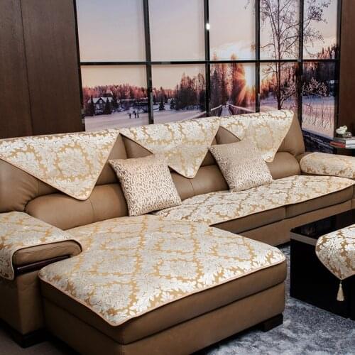European Non-slip all-inclusive sofa cushion leather sofa Protective sofa cover Velvet jacquard customize coner sofa slipcover