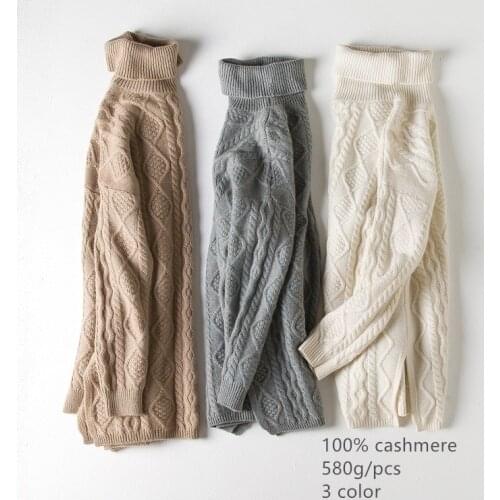 Naizaiga 100% cashmere thicken winter warm sweater Mid-length slim split split sweater 460g/pcs, DXYR1