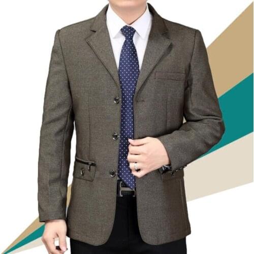 Middle-aged suits men blazer business spring autumn masculino slim fit casaco jaqueta masculina coats mens father jacket b254