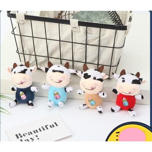 Mascot doll creative cartoon bottle Cattle cute soft 12cm bag decoration cute Baby bed Pendant kids chirstmase gift