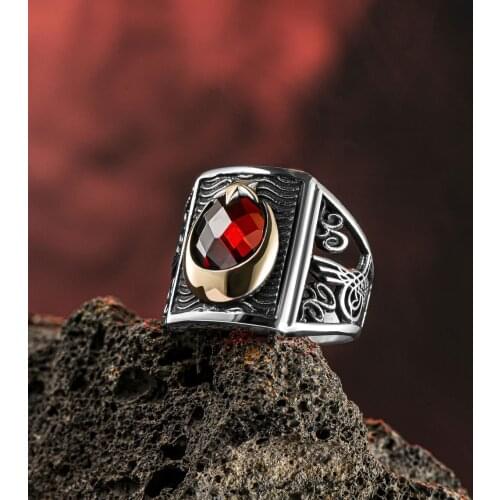 925 Sterling Silver Silver Cresent And Star Ring Flag Mens Ring Exclusive Jewelry Accessory For Mens Ring Made in Turkey