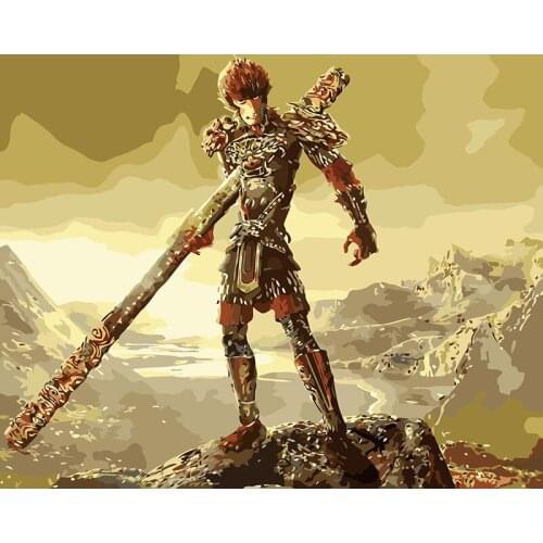 DIY Coloring Paint By Numbers Monkey king Kit Oil Picture By Numbers Wall Art Canvas Painting Home Decoration Gift 40x50cm