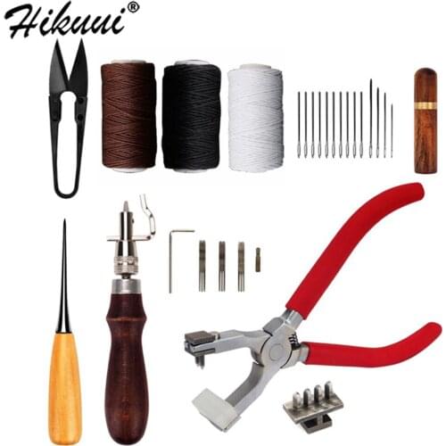 Leather Craft Tools Kit Handle Sewing Leather Needle Cobbler Working 4 mm 2/4 Teeth Punching Pliers Groover Tools Set