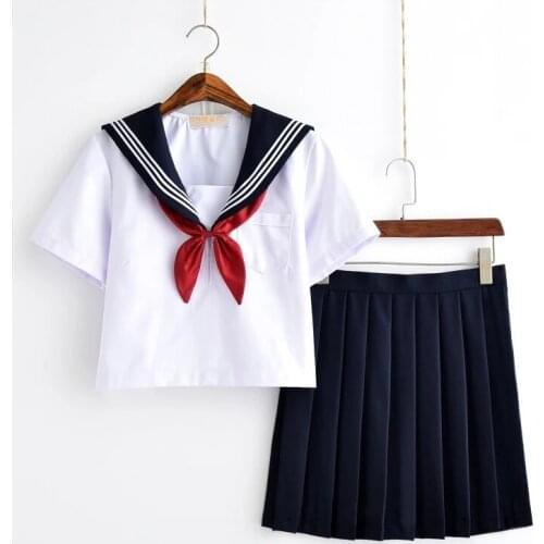 New Sales White School Uniform Japanese Girls Class Navy Sailor Uniforms Students Clothes Anime Cosplay Sailor Suits