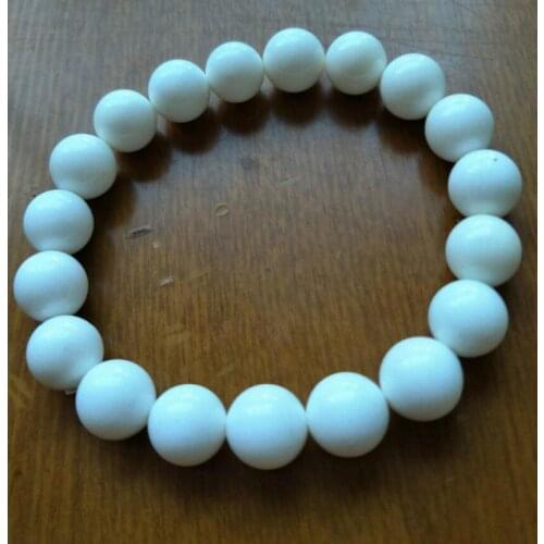 New hot New Fashion beautiful 10mm pure white Round elastic bracelet 7"