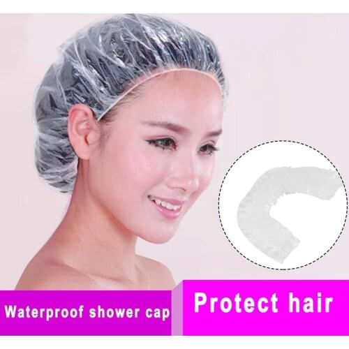 Disposable Shower Caps Clear Spa Hair Salon Hotel Bathroom Products 100pcs/Lot One-Off Bathing Elastic Bath Caps