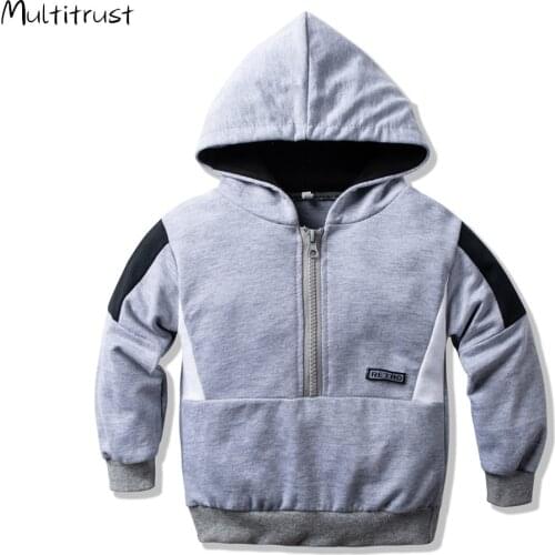2020 Autumn Boys Outwear Grey Cotton Clothes Fashion Boys Clothes Long Sleeve Hooded Shirt 1-5Y