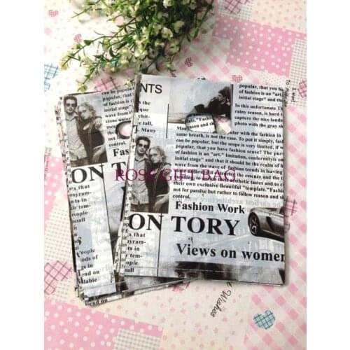 500pcs 15x20cm Black Newspaper Design Plastic Gift Bag Favor Jewelry Boutique Gift Packaging Plastic Shopping Bags With Handle